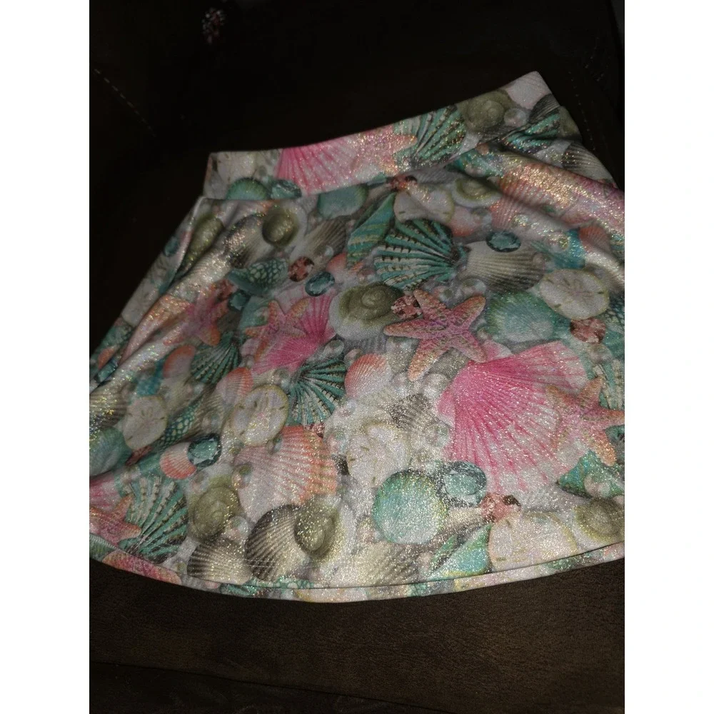 Justice sun sea and surf shell outfit size 10 top skort